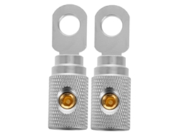 Lot 2 Connecteurs Borne D'alimentation Auto 4ga Cuivre Pur Plaqué Nickel, Anneaux A Vis Sem Soudure
