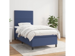 Vidaxl Cama Com Molas/colchão 100x200 Cm Tecido Azul