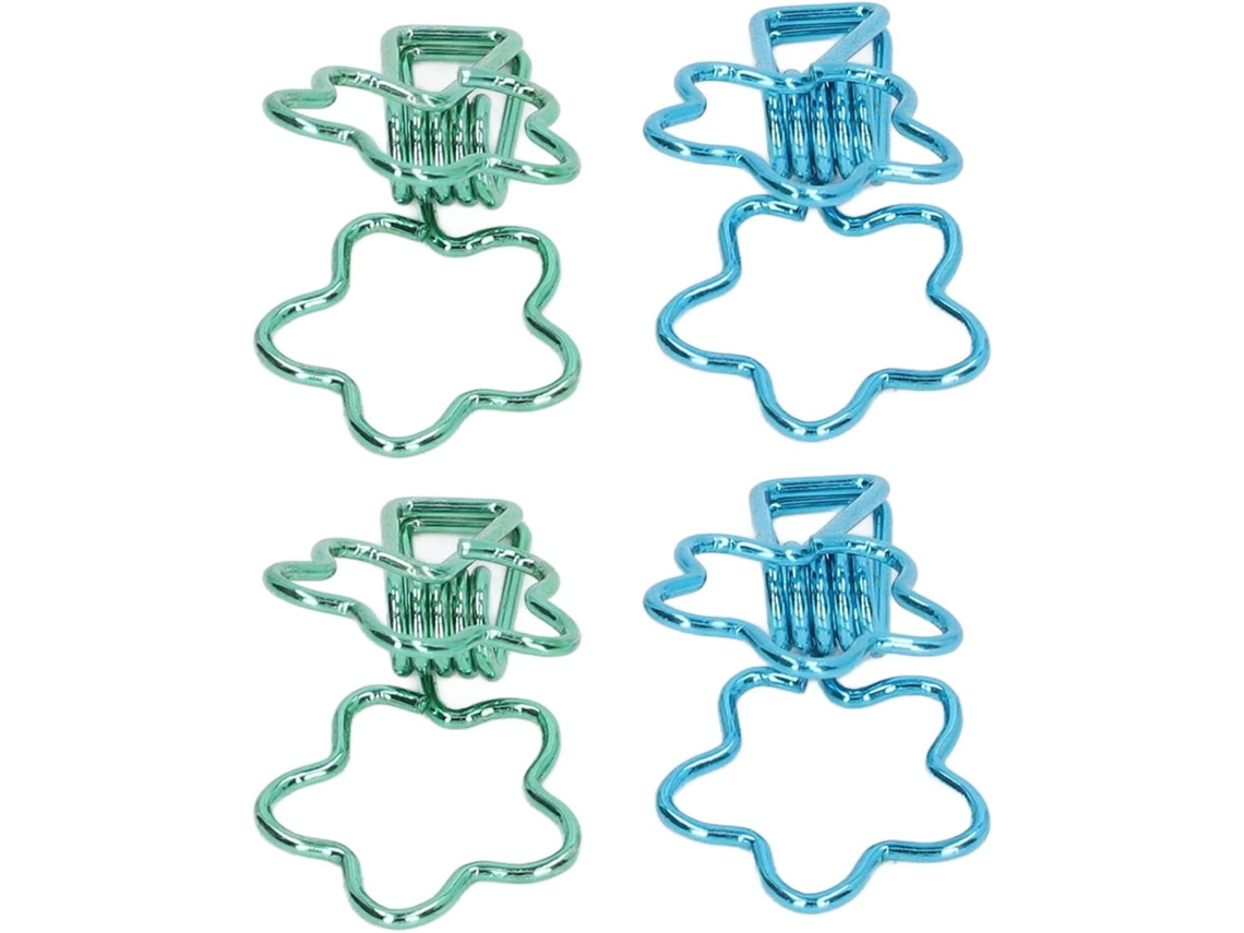 Clips de papel em formato de flor, pequenos e resistentes, 100 unidades para documentos de mesa, azul-esverdeado, leves.