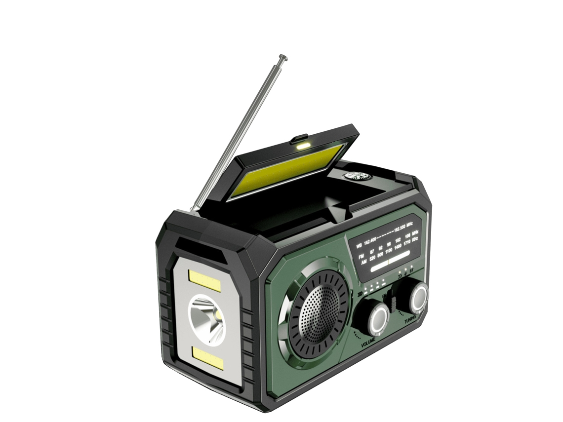 Rádio de Emergência com Manivela 16000mah Solar Noaa