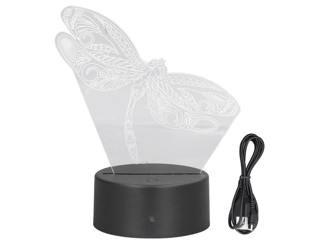 2026 lâmpada Noturna 3d com Padrão de Libélula 7 Cores Led Mudanças Usb/bateria Lâmpada Decorativa para Quarto