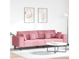 Vidaxl Sofá Rosa 250 X 77 X 76 Cm Veludo