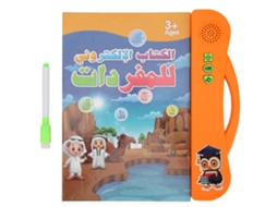 Walshlxq livro Eletrônico com Som para Crianças Livro de Aprendizagem com Lápis de Aprendizagem Língua Árabe Brinquedo Puzzle Laranja