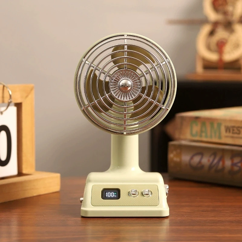Ventilador de mesa MDUG em verde, recarregável, alta potência