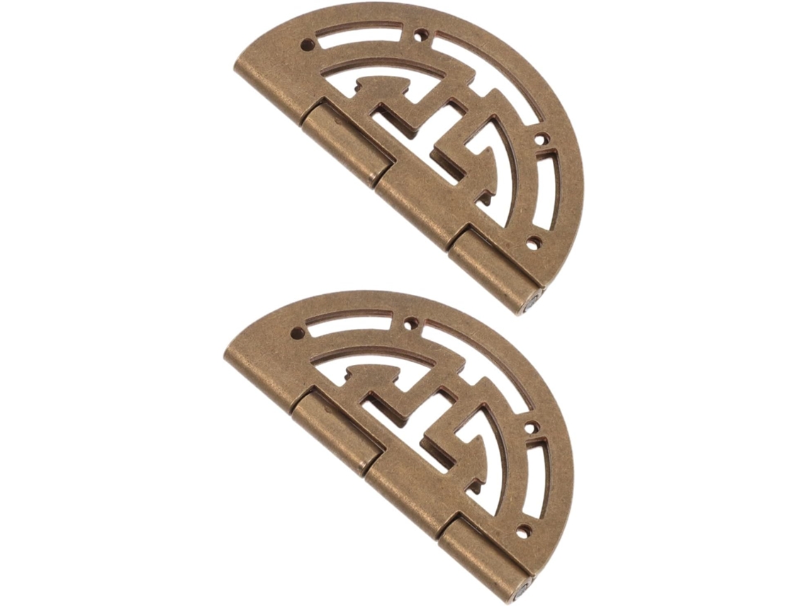 2 Dobradiças Decorativas Douradas Para Caixa De Joias Em Latão Antigo