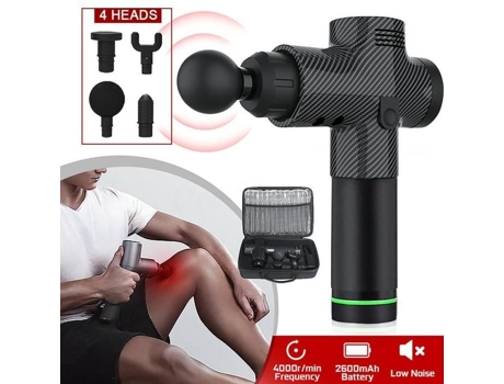 Pistola De Massagem Profissional Preto Carbono Tela Lcd 30 Velocidades Sem Fio Rokoo