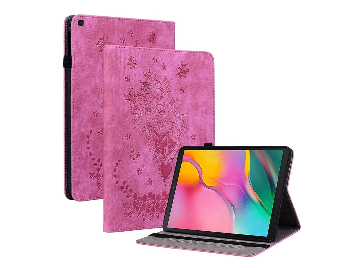 Capa de couro para tablet Webake com estampa de borboleta rosa