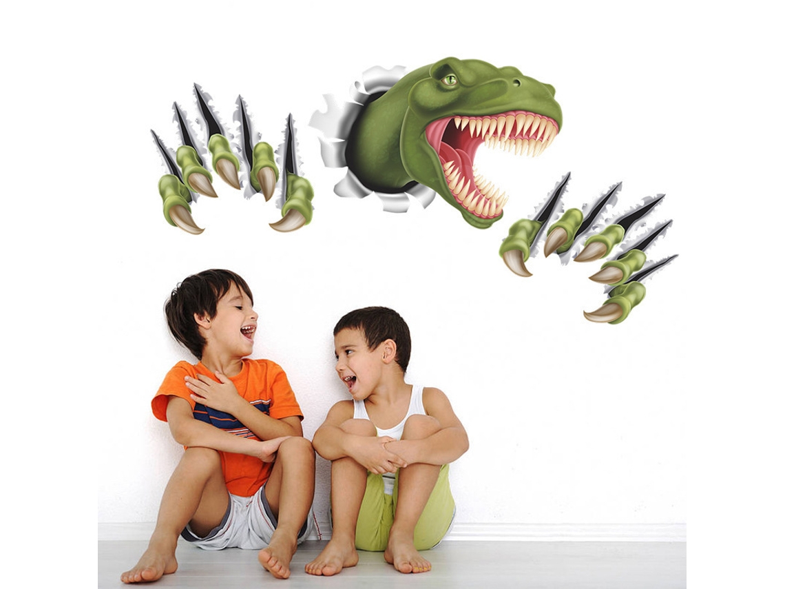 Lurelia Decalque Mural Folhas Dinossauro Pvc Autoadesivo Impermeável Removível 1 Folha 90x30 Cm Quarto Sala Escritório