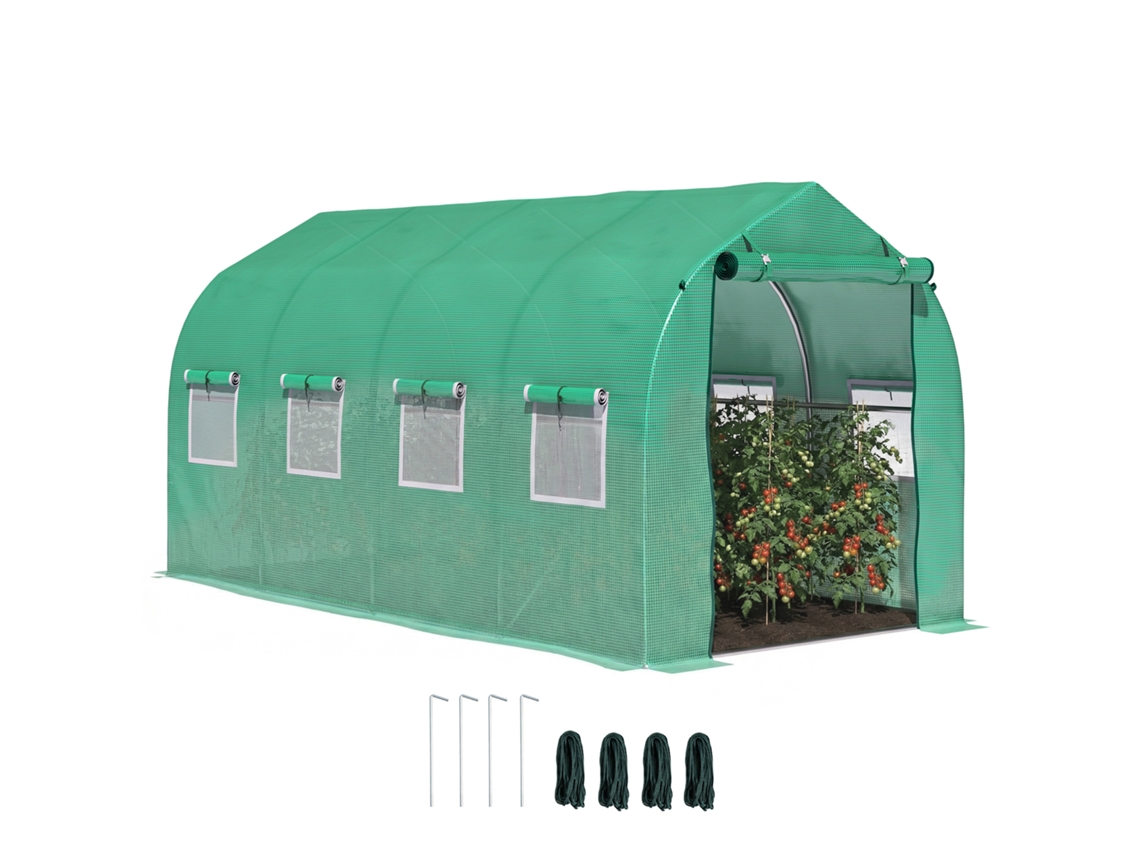 Estufa Túnel 4x2x2m 8 Janelas Porta Tela