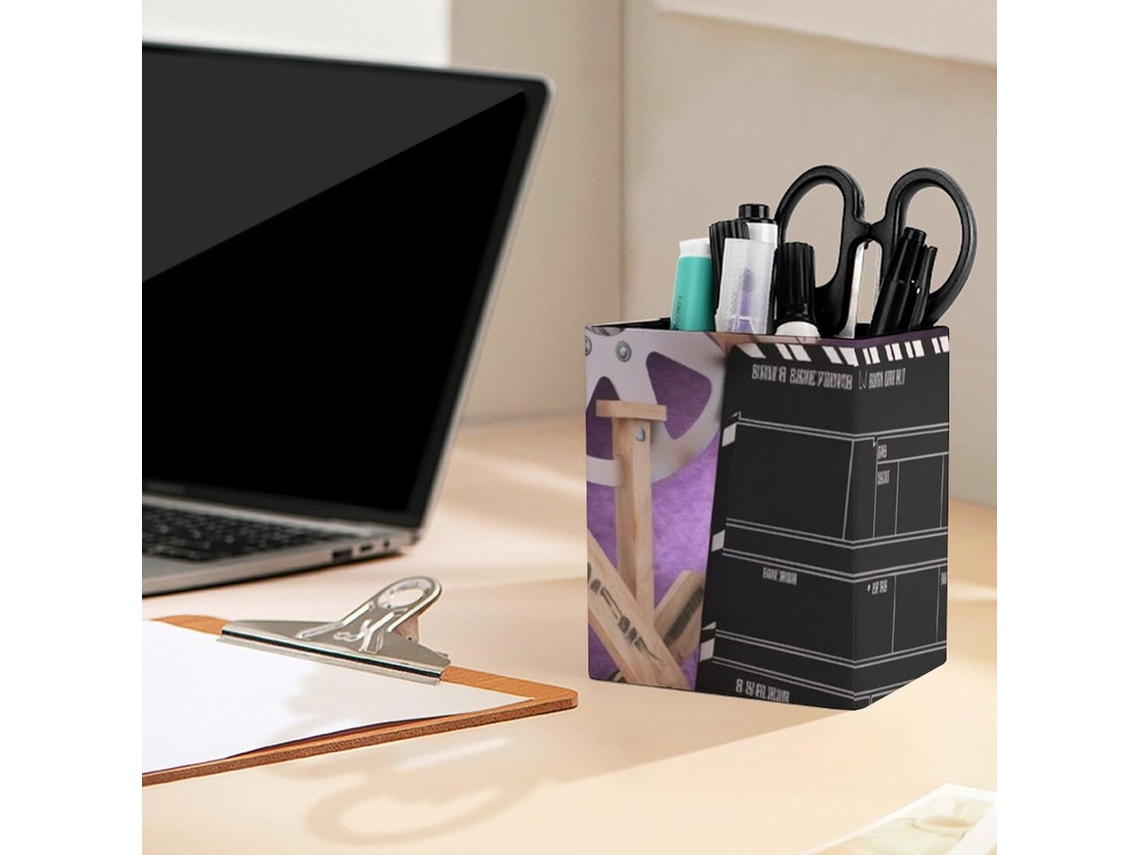 Porta-lápis De Couro Para Mesa - Multifuncional - Porta-canetas