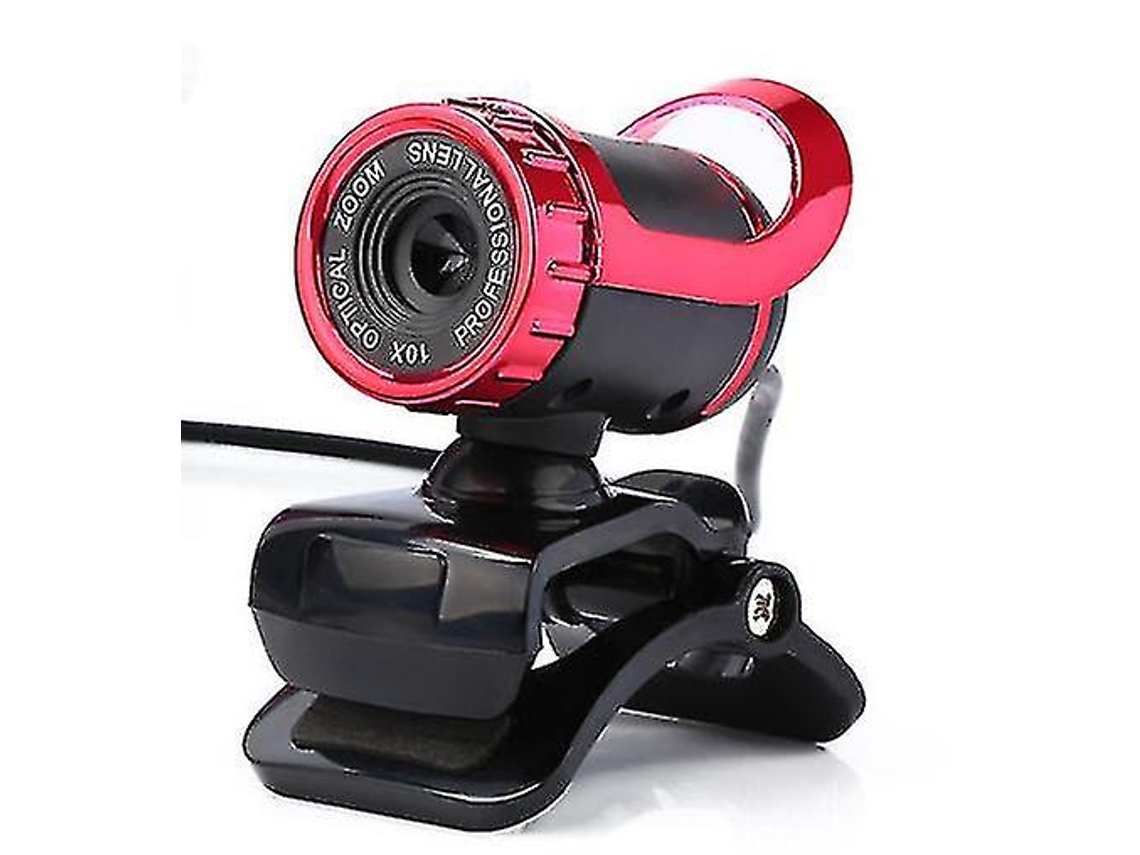 Câmera de computador Bestvite com rotação de 360°, Full HD 1080P, microfone integrado e foco manual para Windows/Android TV (vermelha)