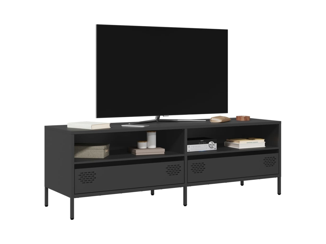 Móvel De Tv 135x39x43,5 Cm Aço Laminado A Frio Preto Dkd Home Decor