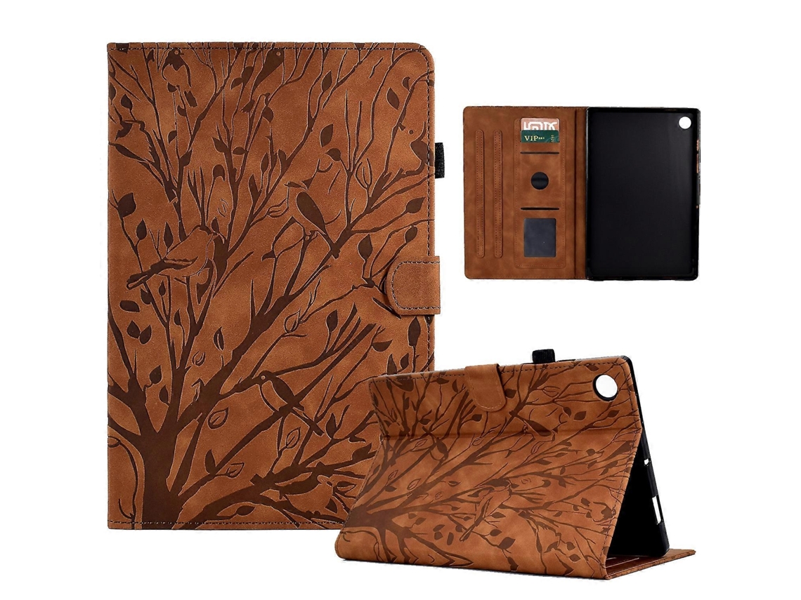 Capa Para Tablet Lenovo M10 Plus Fortune Tree Pressure Flower Em Pu Com Função De Ativação/suspensão.