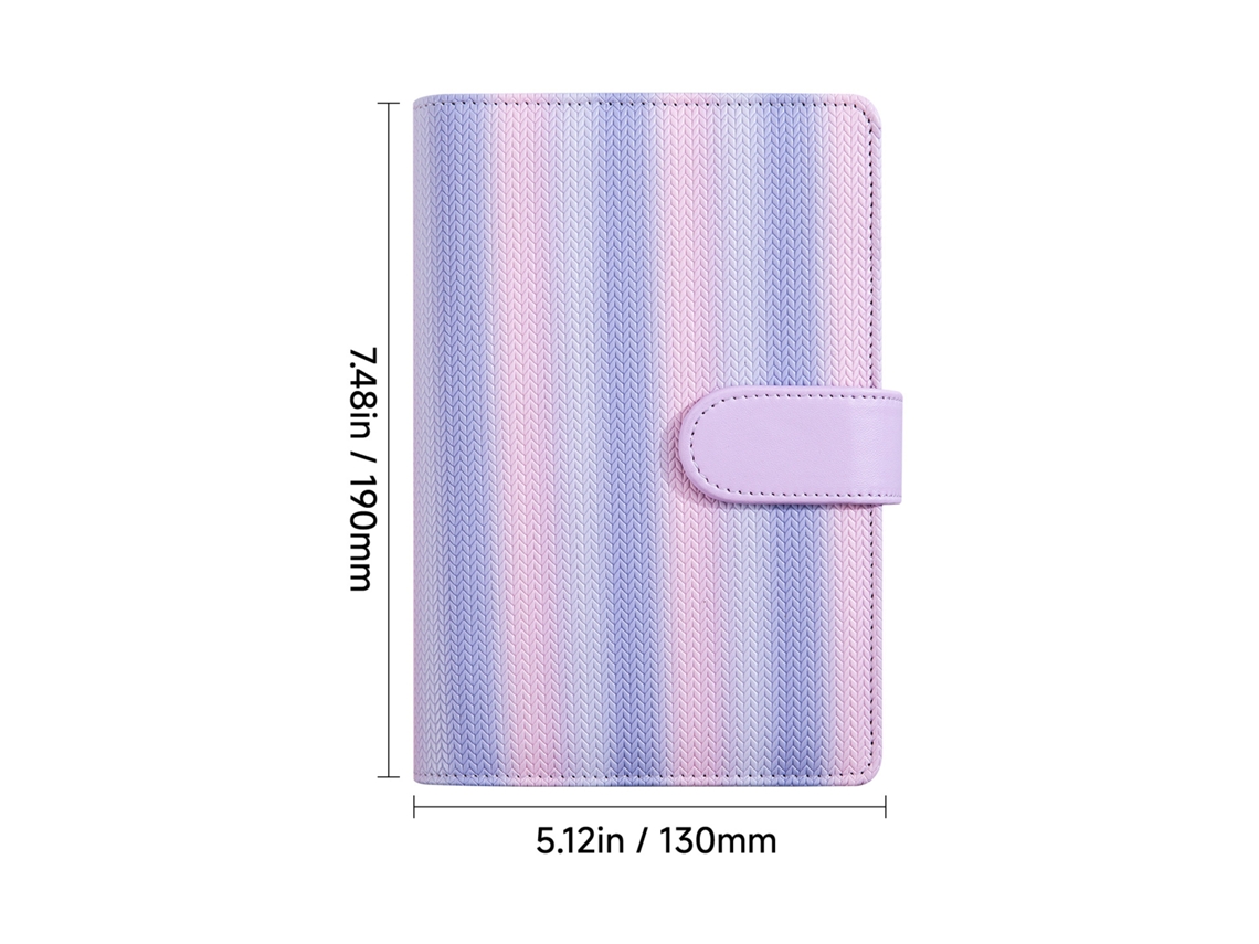 Rainbow Gradient Pink Purple Blue Stripe Loose Leaf Binder Cover, Eco Friendly, Aesthetic Style, Fits Lined Grid Refills