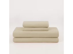 Conjunto Lençóis 4 Peças Lençol De Baixo 220x200*26cm Lençol De Cima 240x270cm 2 Fronhas 75x50cm Poliéster Dourado Champanhe Hexinyigjly