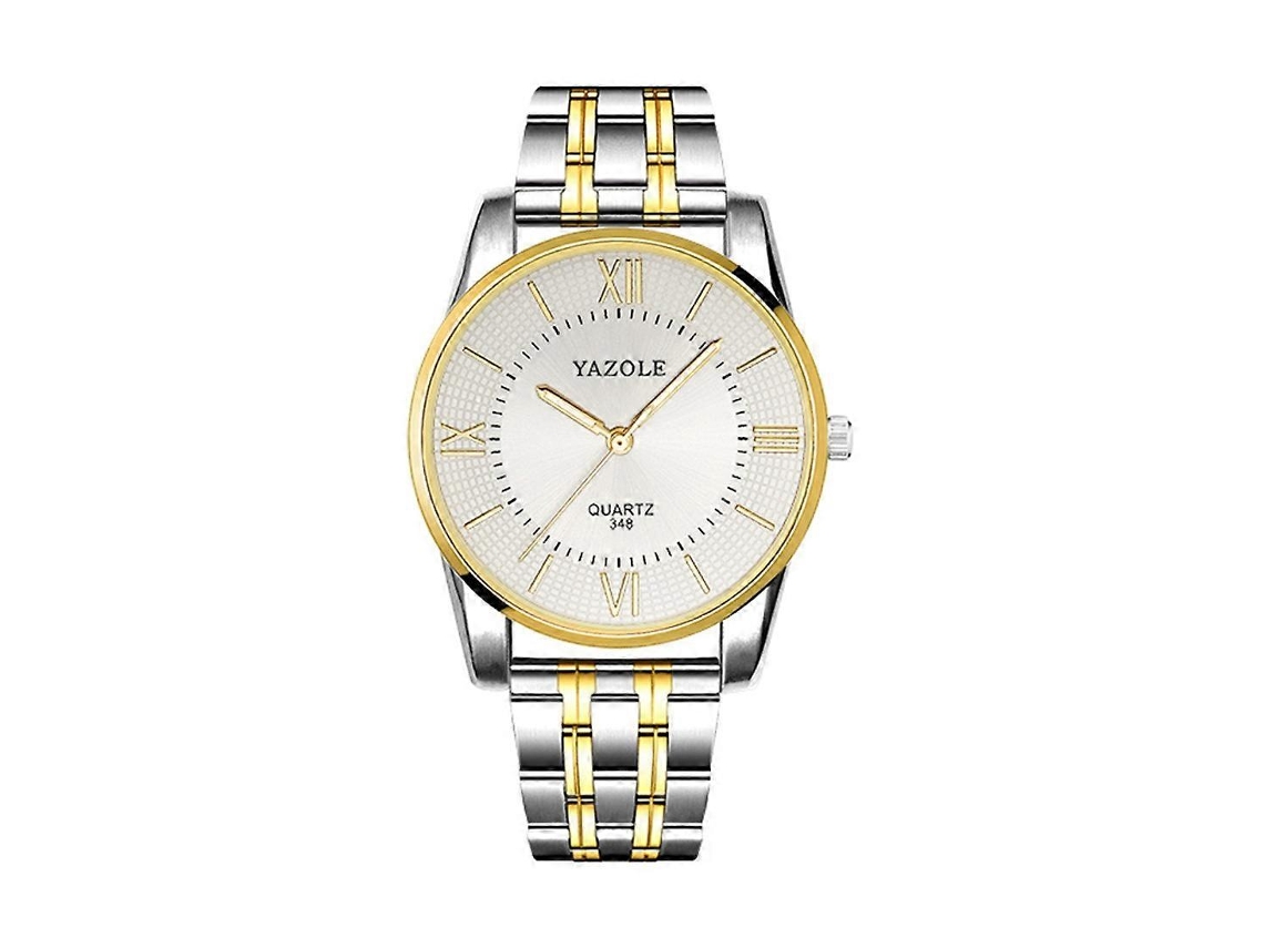 Relógio De Pulso Masculino Yazole 348, Estilo Executivo, Com Pulseira De Aço E Mecanismo De Quartzo E Pontos Luminosos.