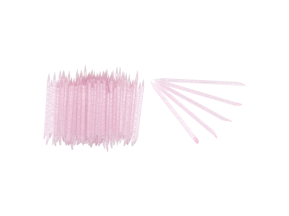 100 Palitos Descartáveis Para Cutículas De Unhas Com Duas Pontas Pusher Para Manicure Pedicure Rosa