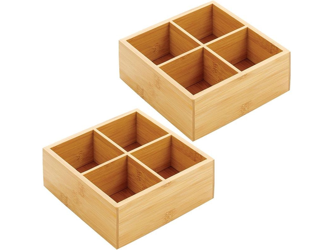 Caixas de armazenamento Nova Line de bambu com compartimentos | S/MARCA