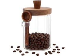 Pote Para Armazenamento, Em Vidro E Madeira, Com Tampa, Transparente, Para Café, Para Organização Doméstica Na Cozinha E Bancada