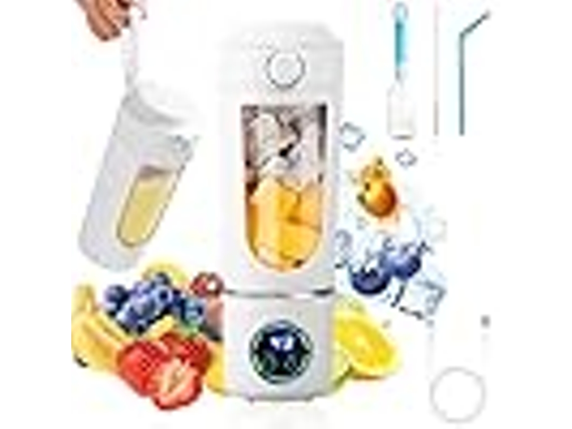 Liquidificador portátil pequeno com tampa de viagem, 4 modos, pilhas elétricas Zeuxo