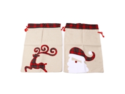 Sacolas Natal Juta Cordão Elfo Papai Noel Reutilizáveis