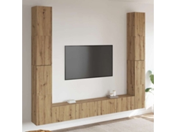 Vidaxl Armários Tv Montados Na Parede 6 Pcs Madeira Carvalho Artesanal