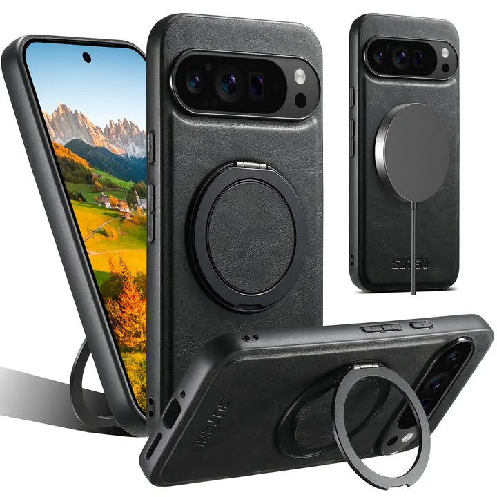 (preto, Google Pixel 10) Capa Protetora De Couro Com Suporte Giratório De 360°, Resistente A Impressões Digitais, Oferece Proteção Completa.