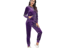 Conjunto De Moletom Feminino Bright Deer Com Capuz E Calça, Confortável Para Esportes E Lazer, Inverno/primavera/outono Roxo