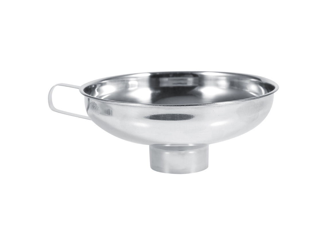 Funil de aço inox com boca larga e cabo para cozinha grande S/MARCA