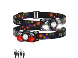 2 Pacotes Farol Led Recarregável, Sensor de Movimento, 10 Modos, para Acampamento, Caminhada e Emergência HALINUIA (preto)