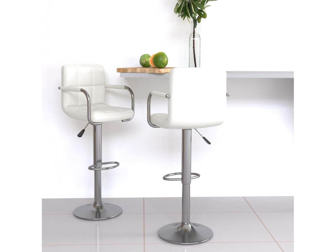 Vidaxl Bancos De Bar 2 Pcs Couro Artificial Branco