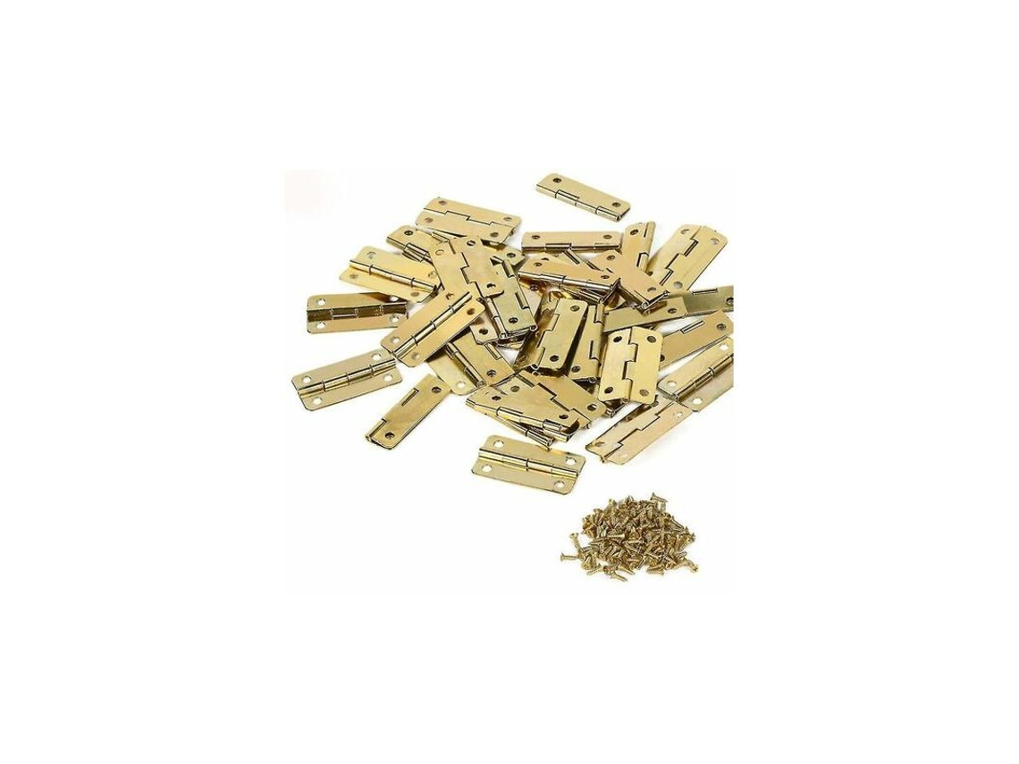 Pacote Com 50 Mini Dobradiças De Aço Inoxidável E 200 Peças De Conexão Para Armários, Gavetas, Portas E Baús, 18 X 24 Mm
