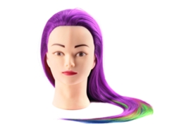 Cabeza De Maniquí Con Pelo Para Entrenamiento De Peluquería Y Estilismo Práctico De Colores