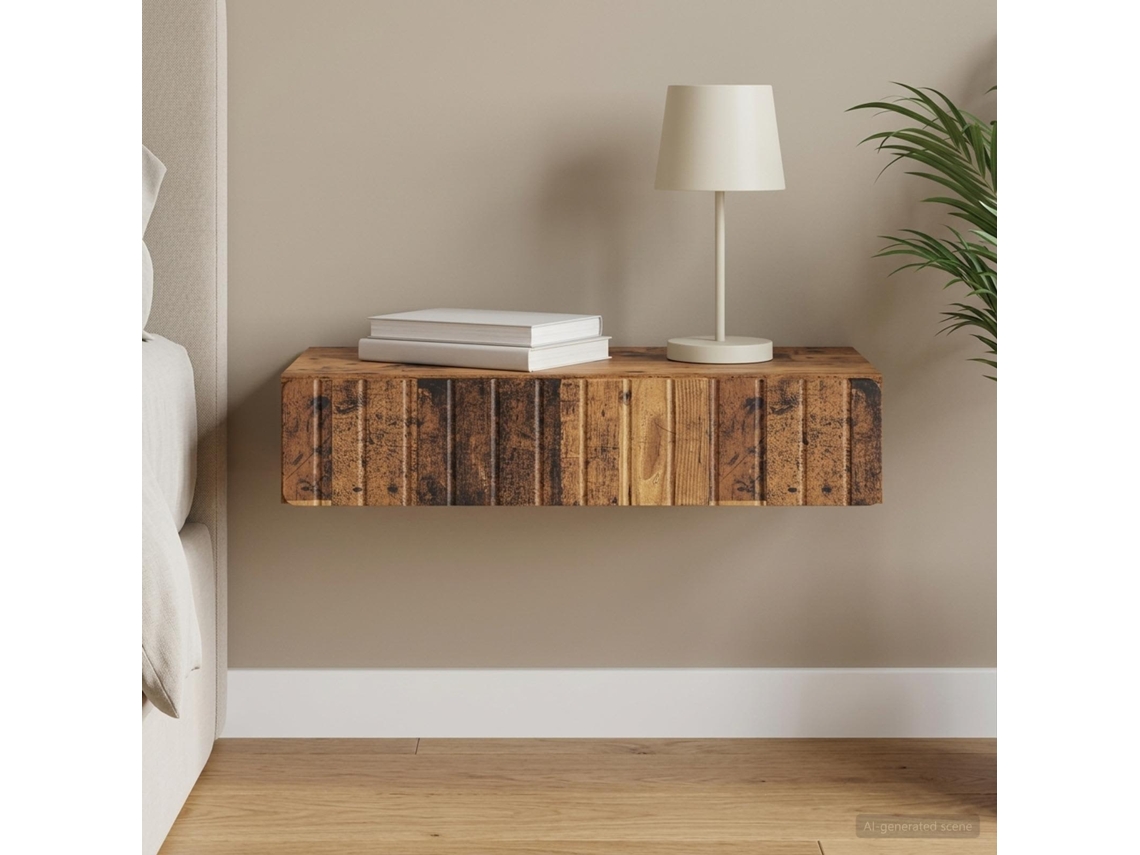 Vidaxl Mesa Lateral De Parede Madeira Antiga 87,5 X 34,5 X 17 Cm