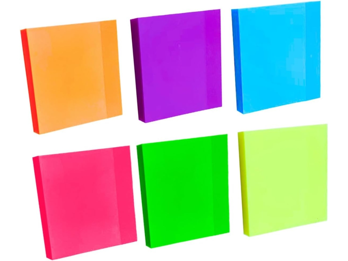 6 Peças Bloc-notes Adesivos Coloridos Em Filme Clair Notas Autocolantes Étanches Mémo For Bureau École Et