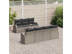 Vidaxl Conjunto De Sofá De Jardim 8 Unid. 7-número De Lugares Cinzeto