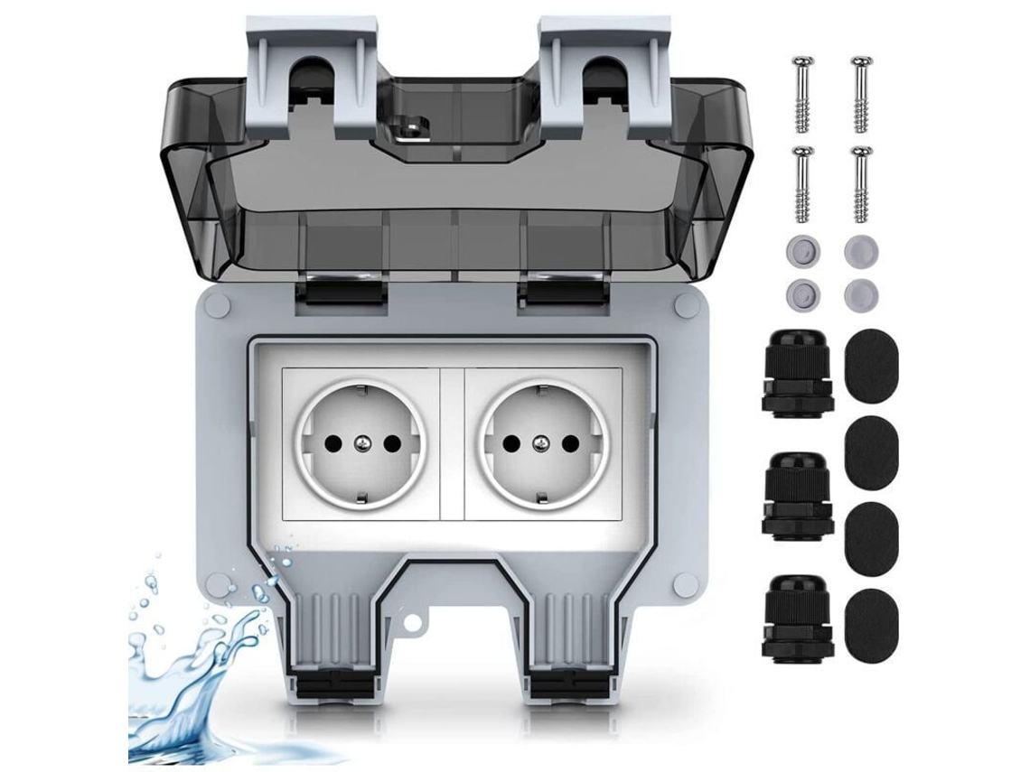 Tomada de Parede Externa com Dois Interruptores, Classe Ip66 | S/MARCA