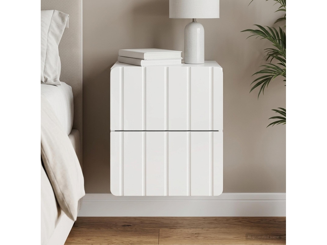 Vidaxl Gabinete De Canto Montado Na Parede Branco Brilhante