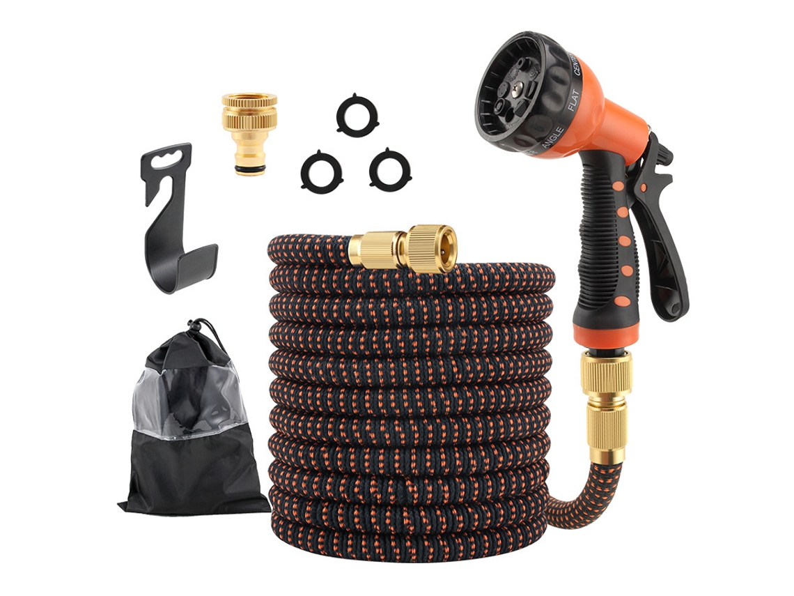 Kit De Mangueira De Jardim Expansível Com Pistola De Pulverização De 8 Modos, Conexões De Latão, Suporte E Bolsa De Armazenamento.