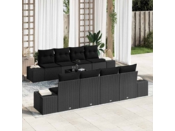 Vidaxl Conjunto de Sofá de Jardim com Almofada 8 Pcs Preto Vime Pe