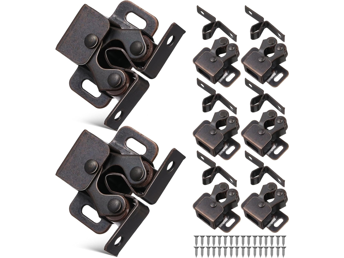 Conjunto De 8 Fechos Duplos De Ferro Com Roletes Para Armários E Gavetas, Material Resistente
