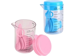 Set De Colheres E Copo Medidor, 2 Copos De Plástico Com Escala E 12 Colheres Medidoras Para Cozinha