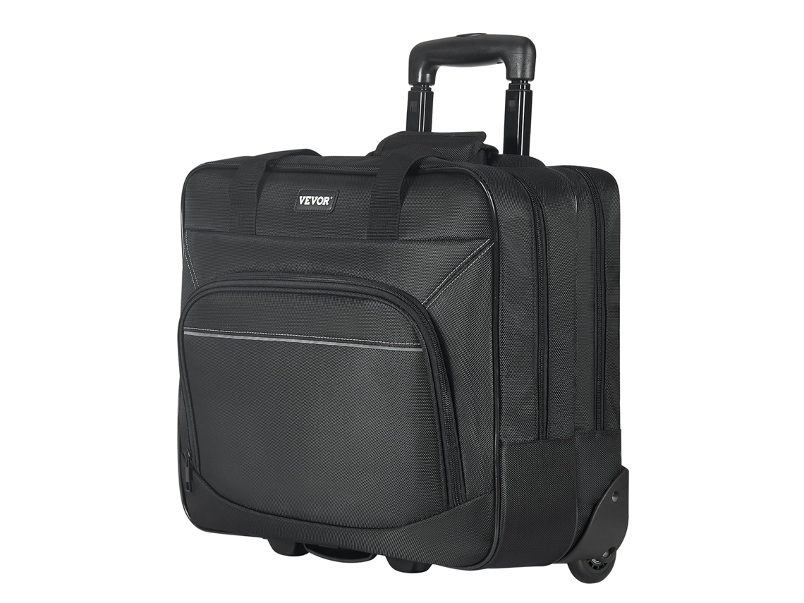 Mala Com Rodas E Alça Para Computador Portátil De 15,6 Polegadas, Preta Vevor