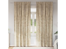 Vidaxl Cortinas De Veludo Com Cortinas 2 Pcs Creme 225 X 140 Cm Veludo