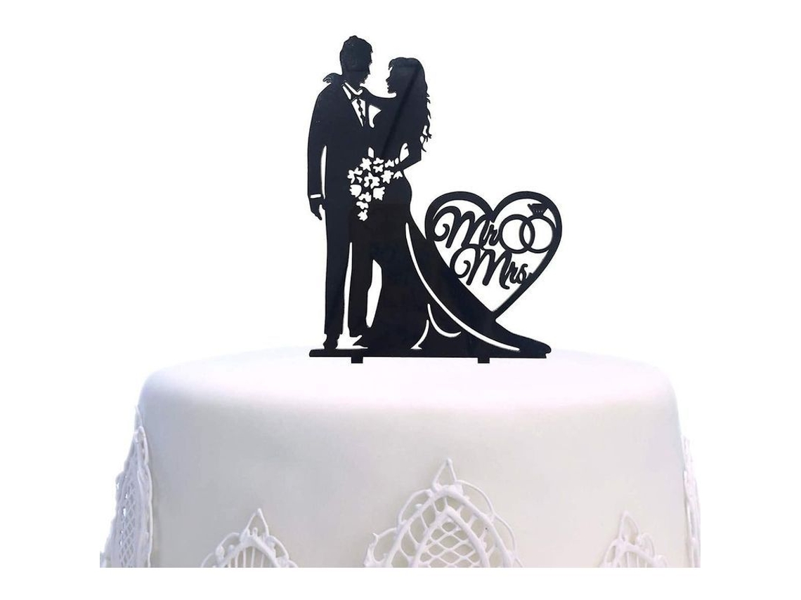 Adorno De Tarta De Boda De Acrílico Sr. Y Sra. Decoración Divertida Noivo E Noiva Feito À Mão 3 Mm Alta Qualidade 1 Peça