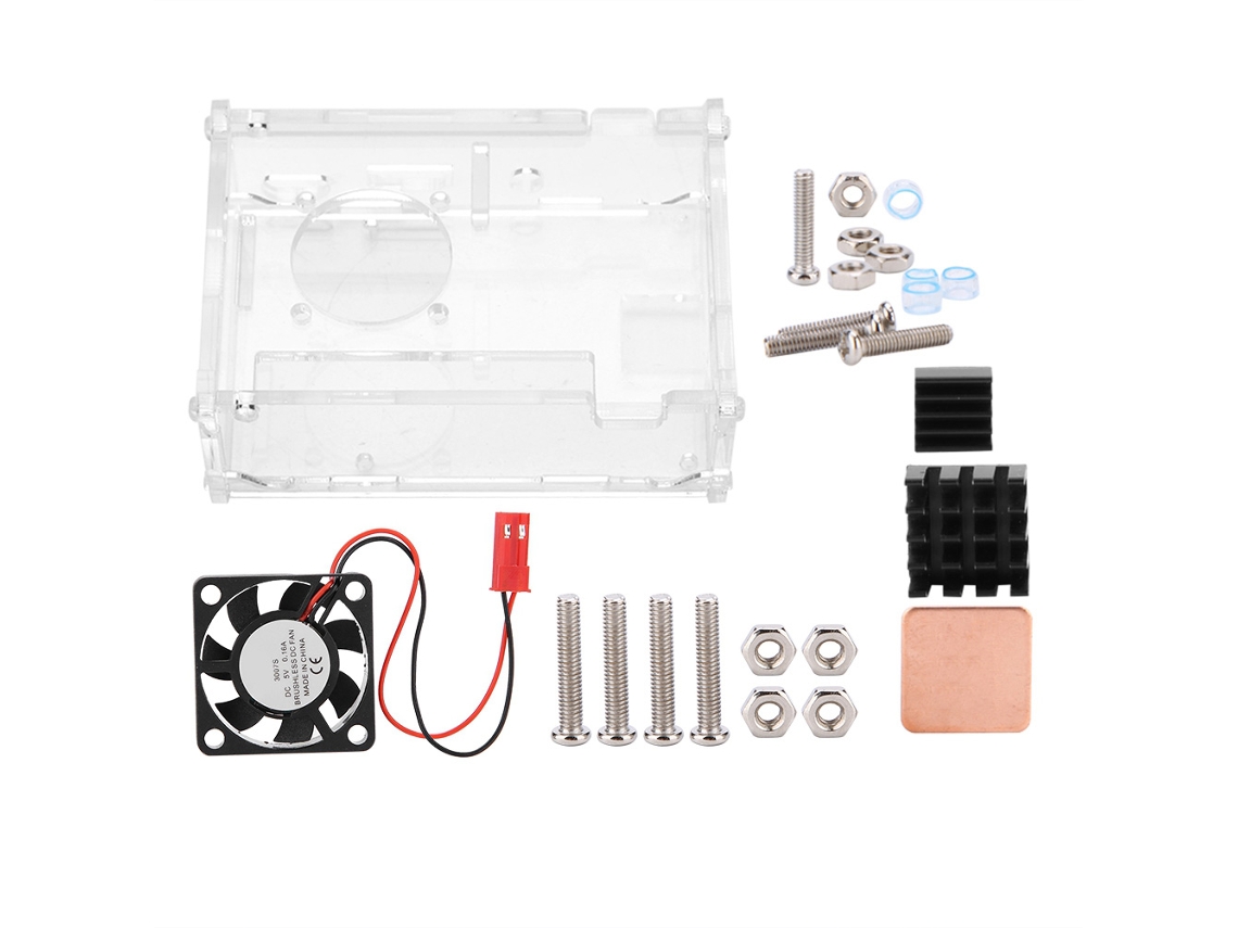 Caixa Transparente De Dissipação Rápida De Calor Aleta De Resfriamento Preta Mini Ventilador Para Raspberry Pi 2/3/b Luz Dourada