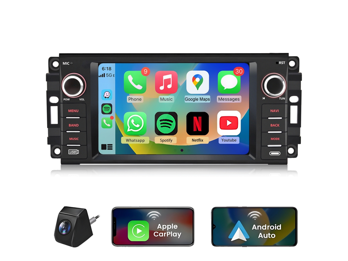 Rádio Automóvel Android 15 Junsun Para Jeep Dodge Chrysler Chevrolet +cam | Auto Carplay | 2gb+64gb | Plug And Play | Gps | Swc