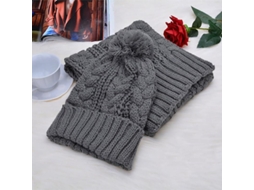2026 conjunto Gorro Pom Pom + Bufanda Larga para Mujer Tejido Grueso Elástico