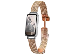 Bracelete Para Huawei Band 10 / 9 / 8 - Aço Inoxidável - Fecho Magnético - Wheat Ear Ouro Rosa