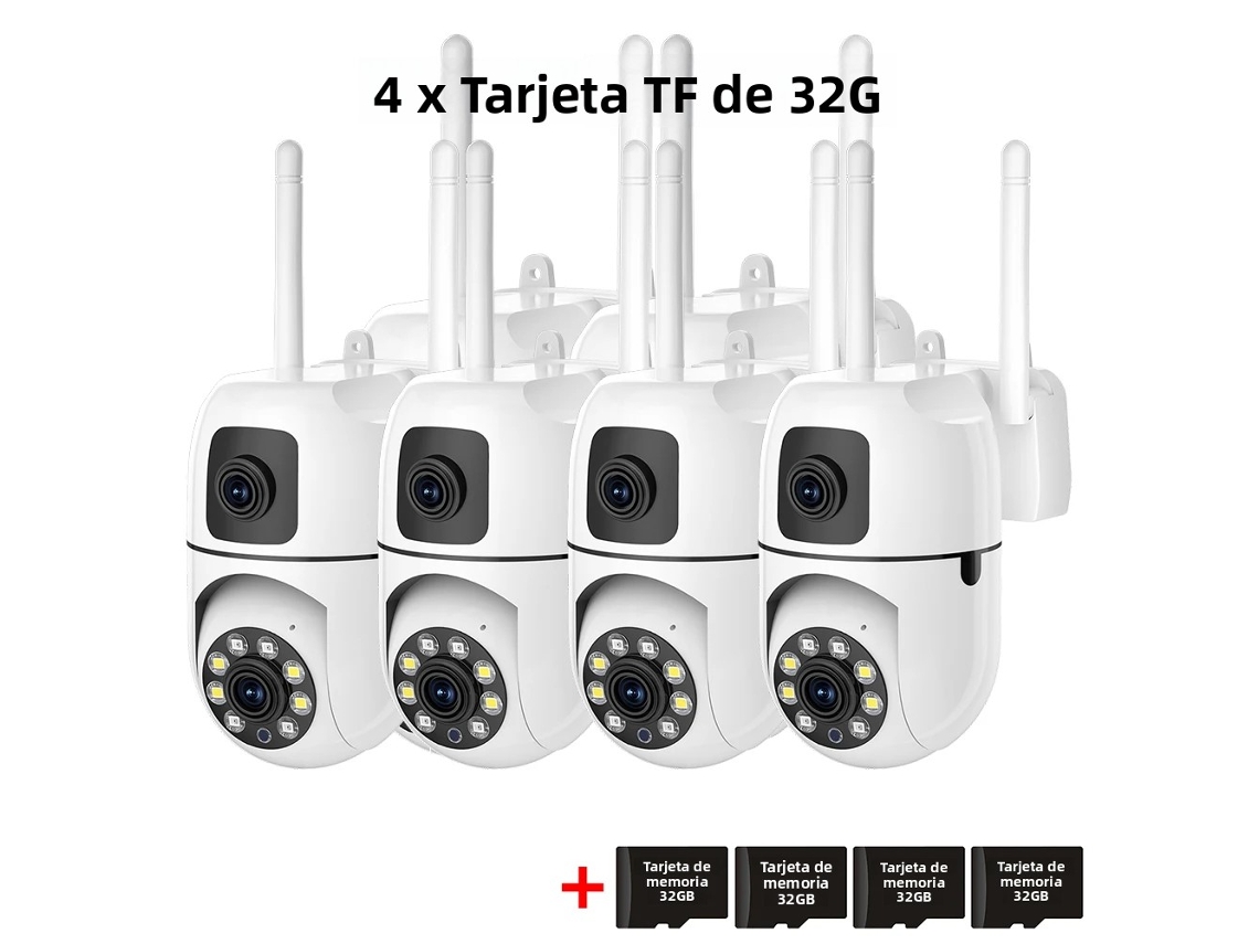 (pacote Com 4 Unidades, 32 Gb) Câmeras De Rede Ip Ptz Wifi Hd De 8 Mp Com Visão Noturna